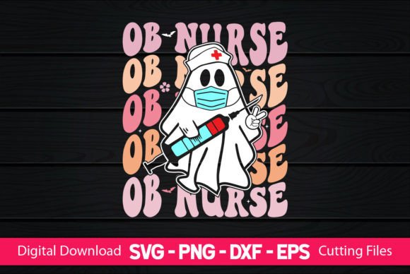 OB Nurse Retro Boo Ghost: A Charming Embroidery Design