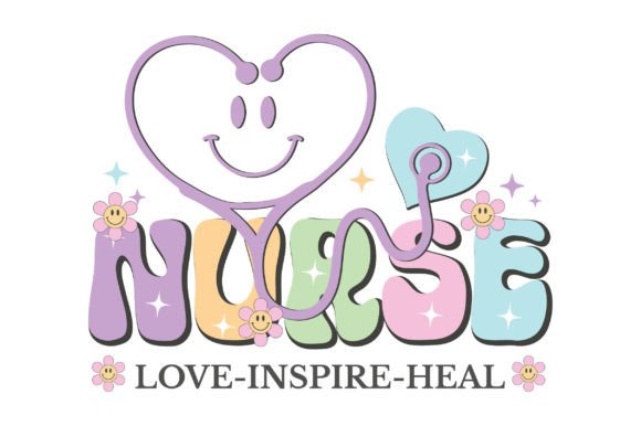 Retro Nurse-Love-Inspire-Heal Svg for Embroidery